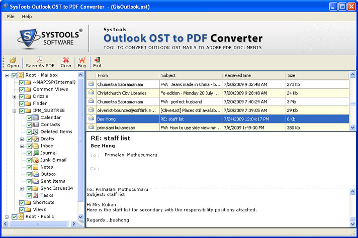 OST Emails to PDF Conversion Utility 1.2